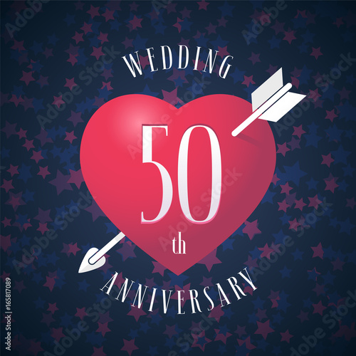 50 years anniversary of being married vector icon, logo