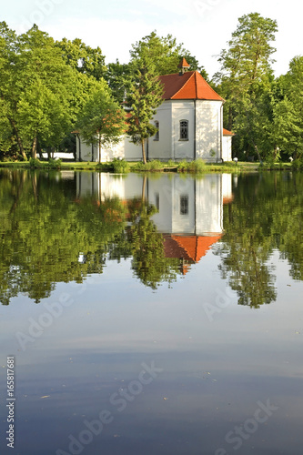 Church of St. John of Nepomuk on water in Zwierzyniec. Poland