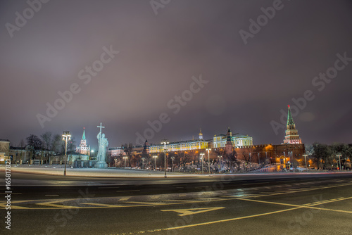 monument of Vladimir in Moscow at night