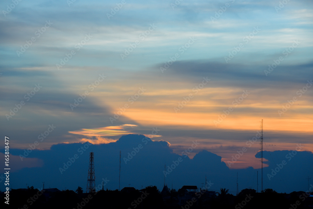 Silhouette antenna with twilight sky. Silhouette antenna with twilight sky.
