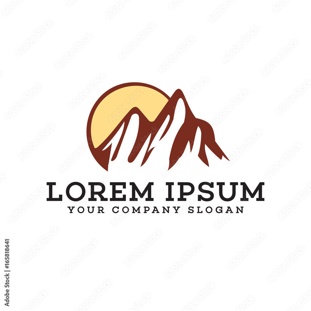 mountain sun logo design concept template mountain sun logo design concept template