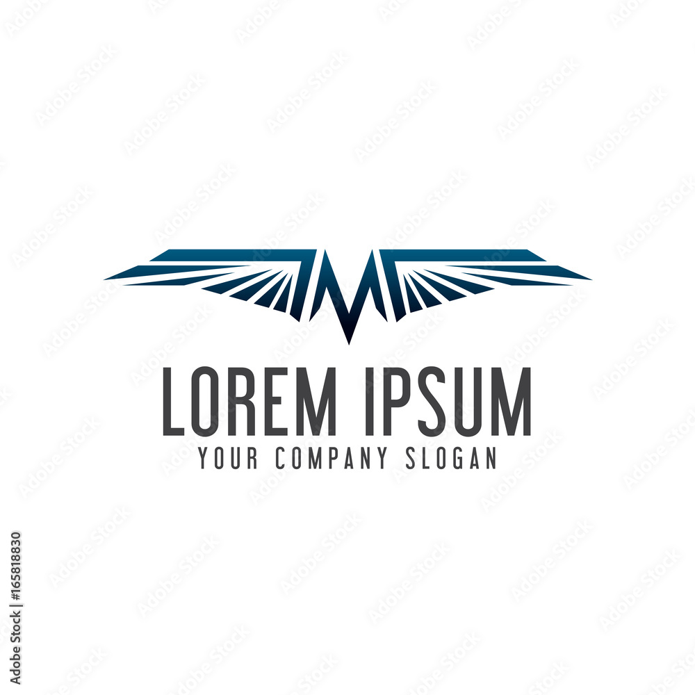 letter M wing logo design concept template letter M wing logo design concept template