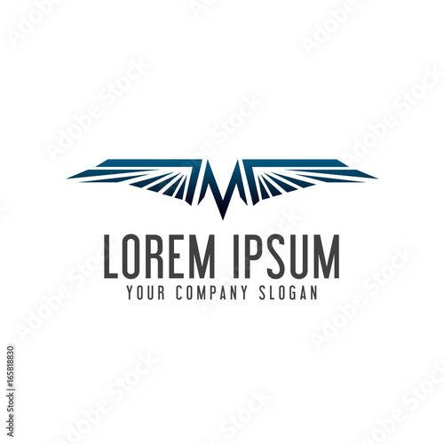letter M wing logo design concept template