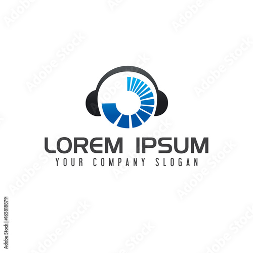 Music entertainment logo. Headphones logo design concept template