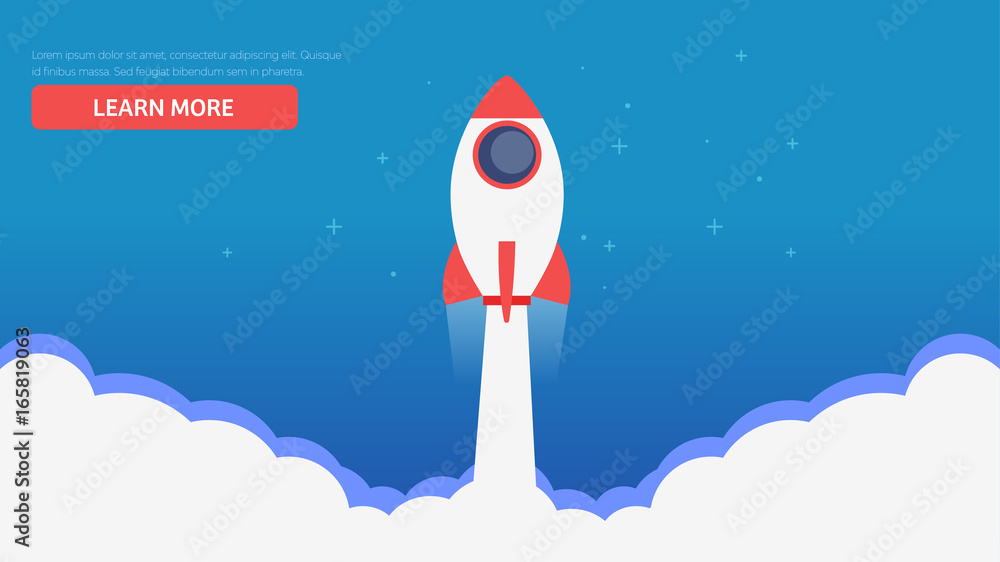 Site Page. A rocket flying out of the clouds.Learn more banner