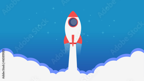 Site Page. A rocket flying out of the clouds.Learn more banner