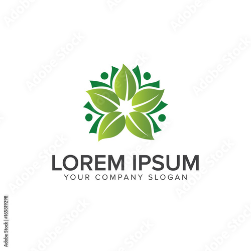 leaf decoration logo design concept template