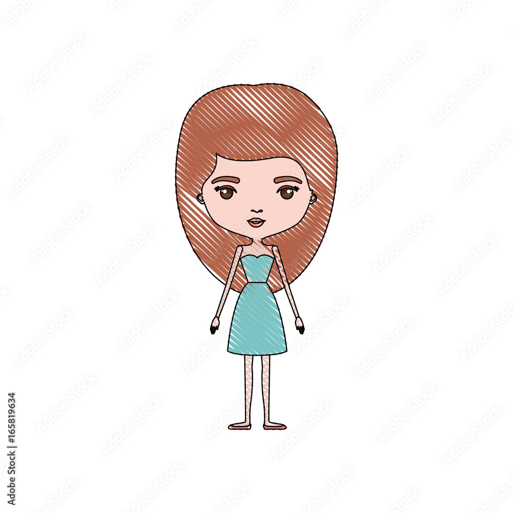 color crayon silhouette caricature skinny woman in dress with medium hairstyle color crayon silhouette caricature skinny woman in dress with medium hairstyle