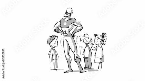 Superman and kids character sketch for cartoon  storyboard  projects Vector