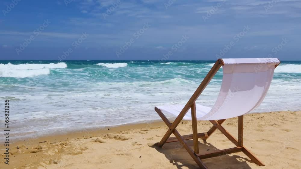 Beach Chair, White Fabric on Karon Beach, Phuket, Thailand Beach Chair, White Fabric on Karon Beach, Phuket, Thailand