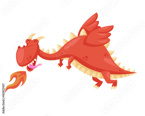 Cute Happy Flying Baby Dragon Illustration © naulicreative