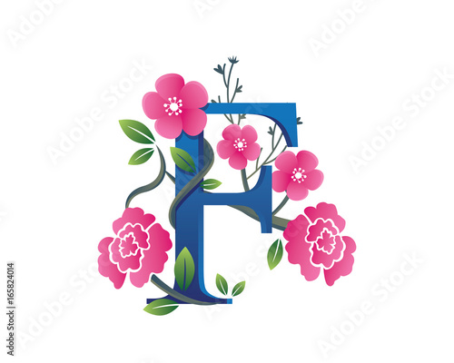 Elegant Floral F Alphabet Logo Illustration