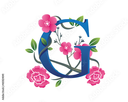 Elegant Floral G Alphabet Logo Illustration