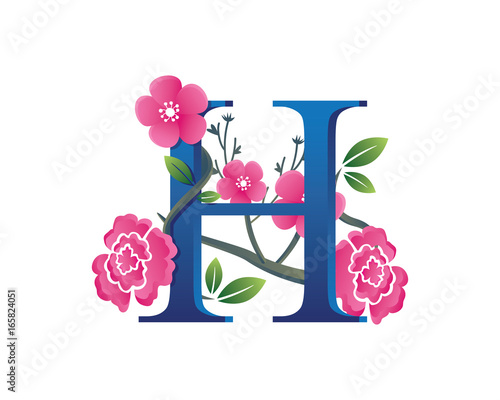 Elegant Floral H Alphabet Logo Illustration