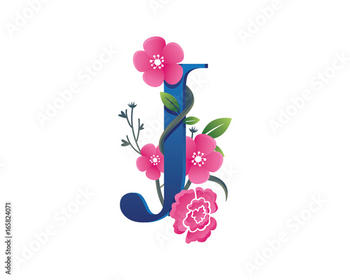 Elegant Floral J Alphabet Logo Illustration