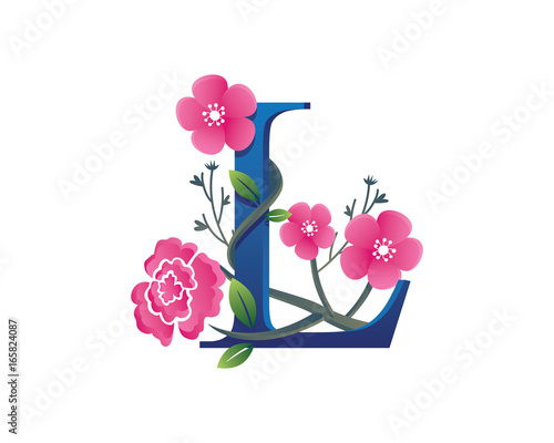 Elegant Floral L Alphabet Logo Illustration