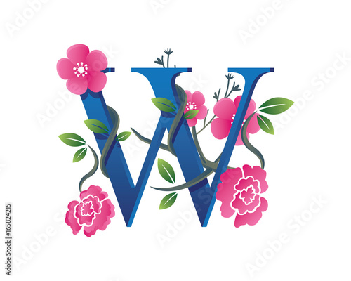 Elegant Floral W Alphabet Logo Illustration