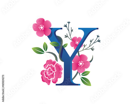 Elegant Floral Y Alphabet Logo Illustration