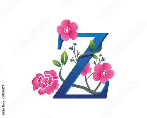 Elegant Floral Z Alphabet Logo Illustration