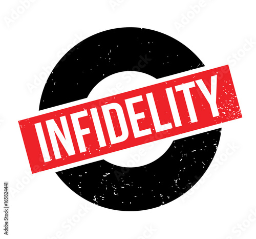 Infidelity rubber stamp. Grunge design with dust scratches. Effects can be easily removed for a clean, crisp look. Color is easily changed.