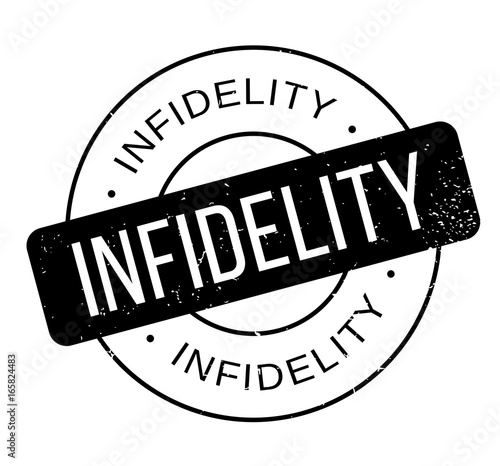 Infidelity rubber stamp. Grunge design with dust scratches. Effects can be easily removed for a clean, crisp look. Color is easily changed.