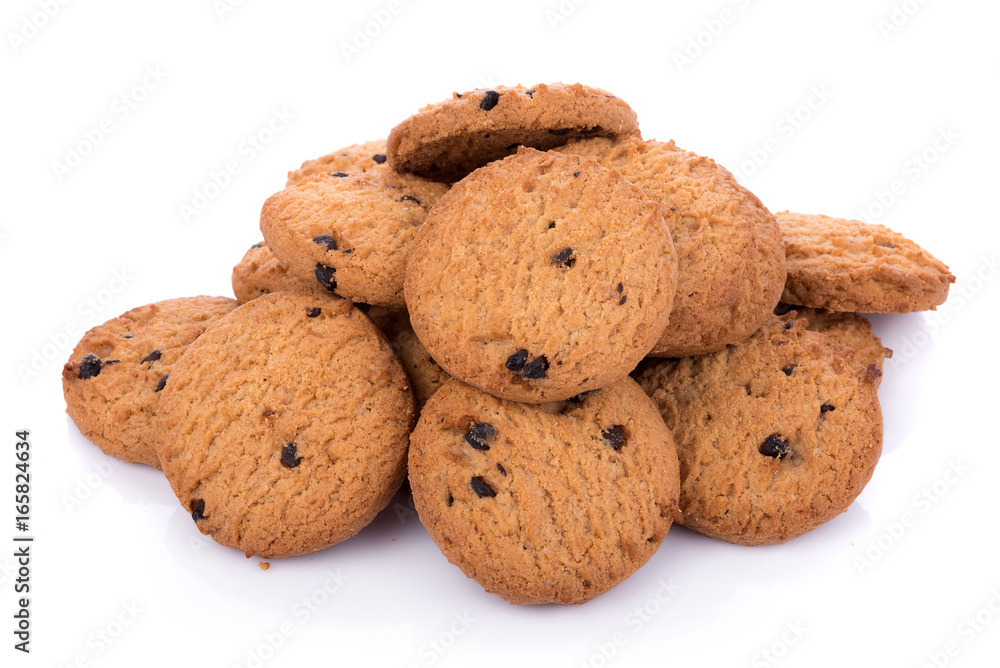 Chocolate chip cookie on white background Chocolate chip cookie on white background