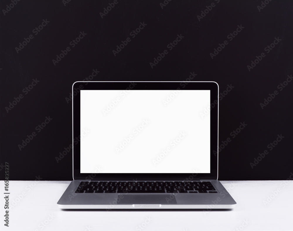 Laptop screen mock up on stylish desk. Laptop screen mock up on stylish desk.