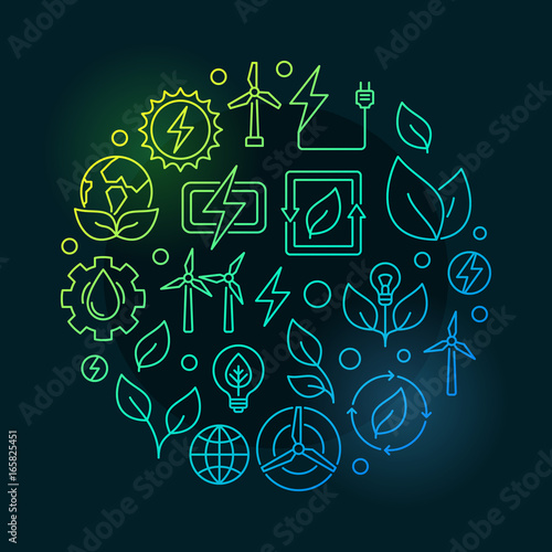 Renewable energy sources green illustration