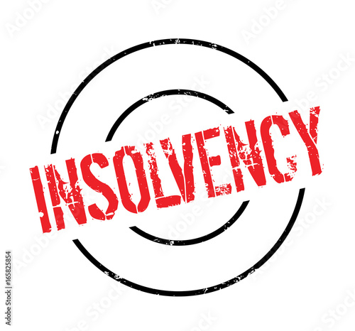 Insolvency rubber stamp. Grunge design with dust scratches. Effects can be easily removed for a clean, crisp look. Color is easily changed.