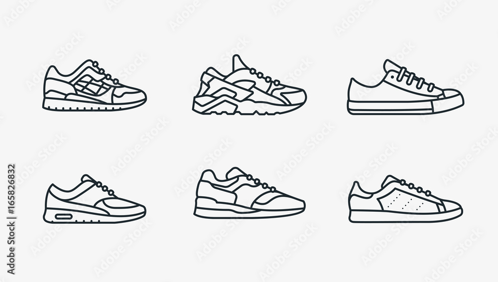 Sneaker Shoe Minimalistic Flat Line Outline Stroke Icon Pictogram Symbol  vector de Stock | Adobe Stock