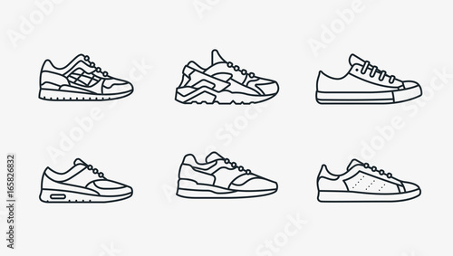 Fényképezés Sneaker Shoe Minimalistic Flat Line Outline Stroke Icon Pictogram Symbol