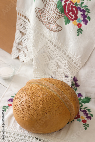 Bread and salt - Slavic welcome greeting food.