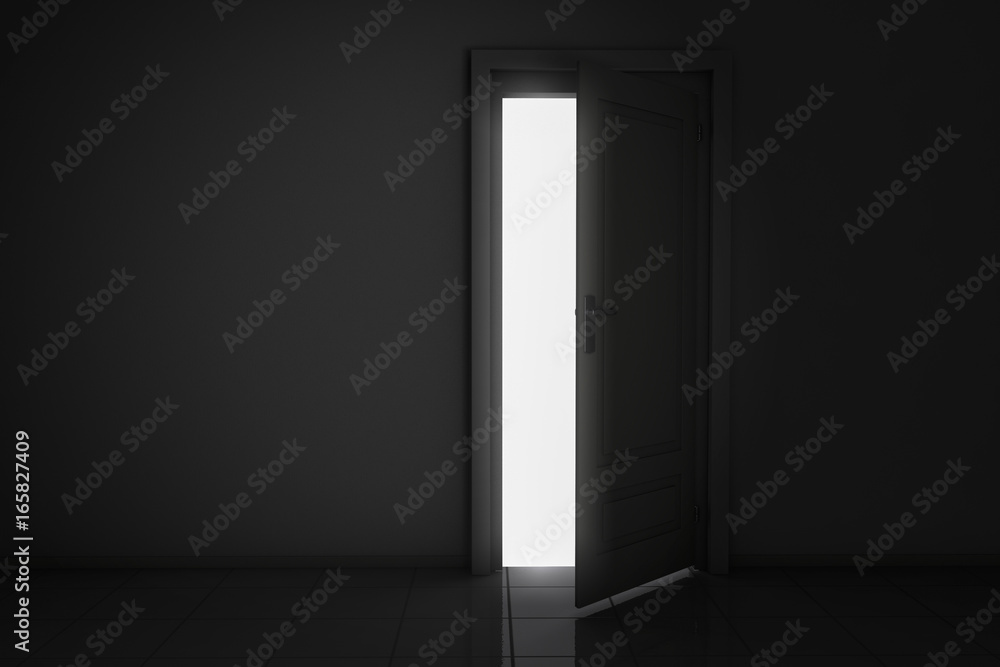 An open door, behind bright light An open door, behind bright light