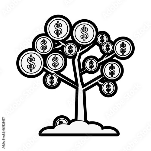 coins tree vector illustration