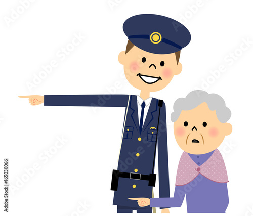 警察官とシニア女性
