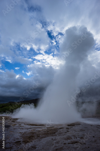 Iceland - Tall smother of eruption at gusher strokkur