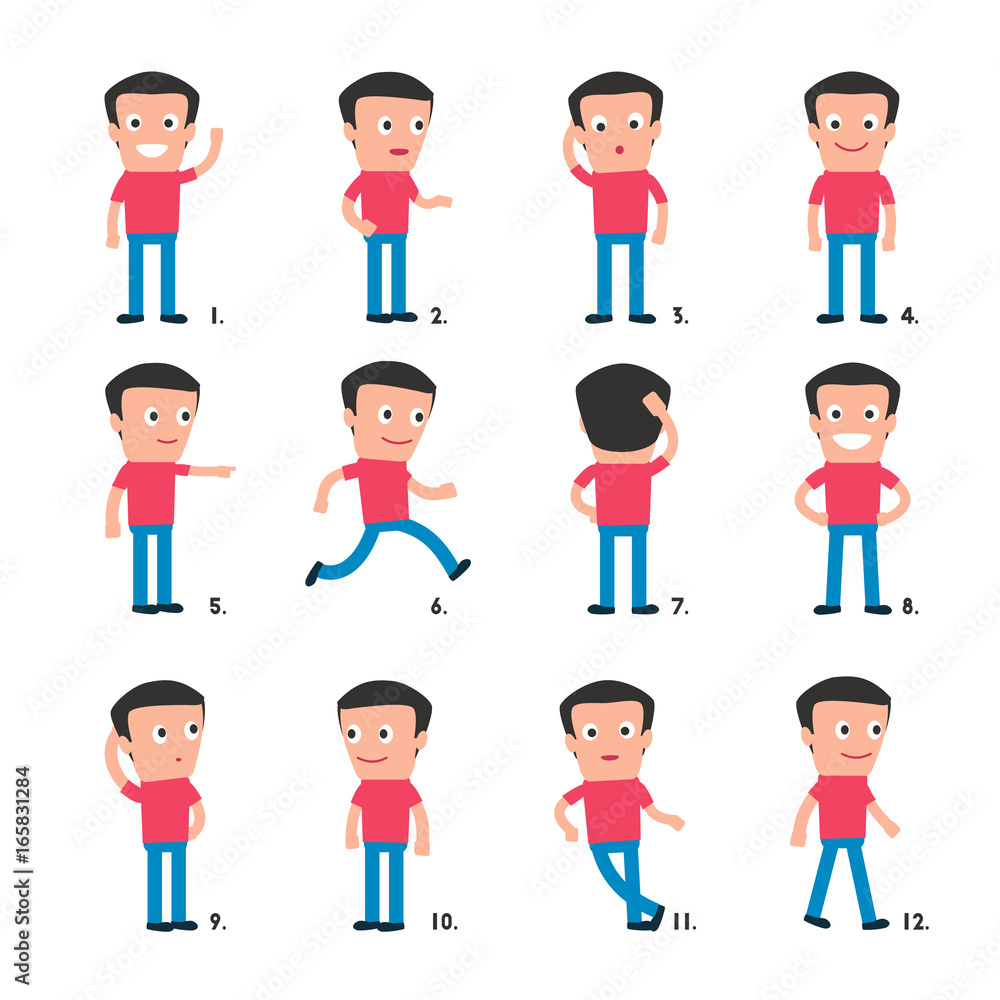 Simple fun and friendly infographic character in different poses Simple fun and friendly infographic character in different poses
