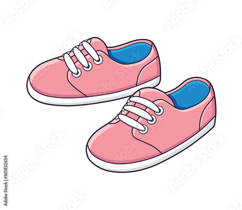 Pink sneakers vector isolated.