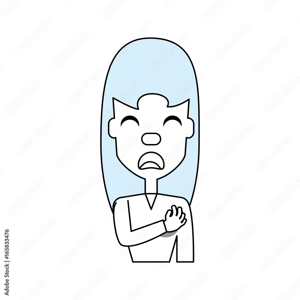 Woman with heart attack face Woman with heart attack face