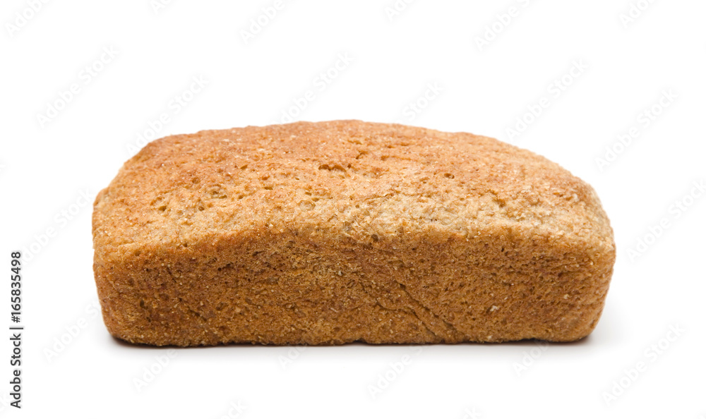 Whole Wheat Loaf of Bread on a White Background