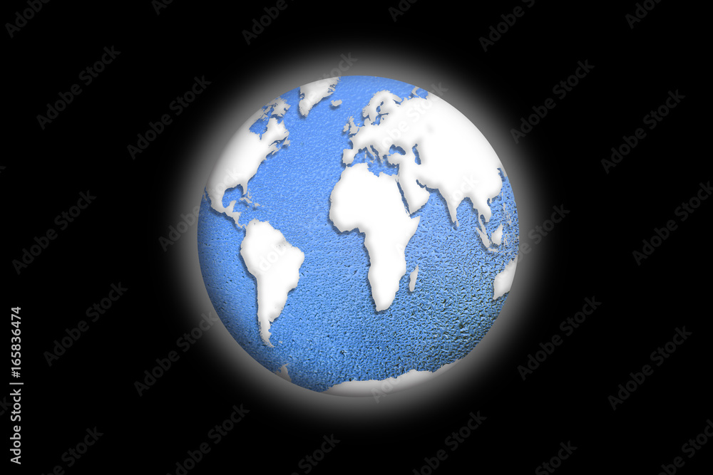 The blue globe on black background. Element of this image furnished by Nasa. 3D illustration. The blue globe on black background. Element of this image furnished by Nasa. 3D illustration.