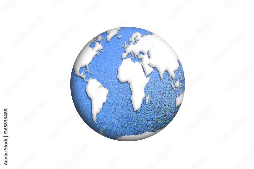 The blue globe isolated. Element of this image furnished by Nasa. 3D illustration.