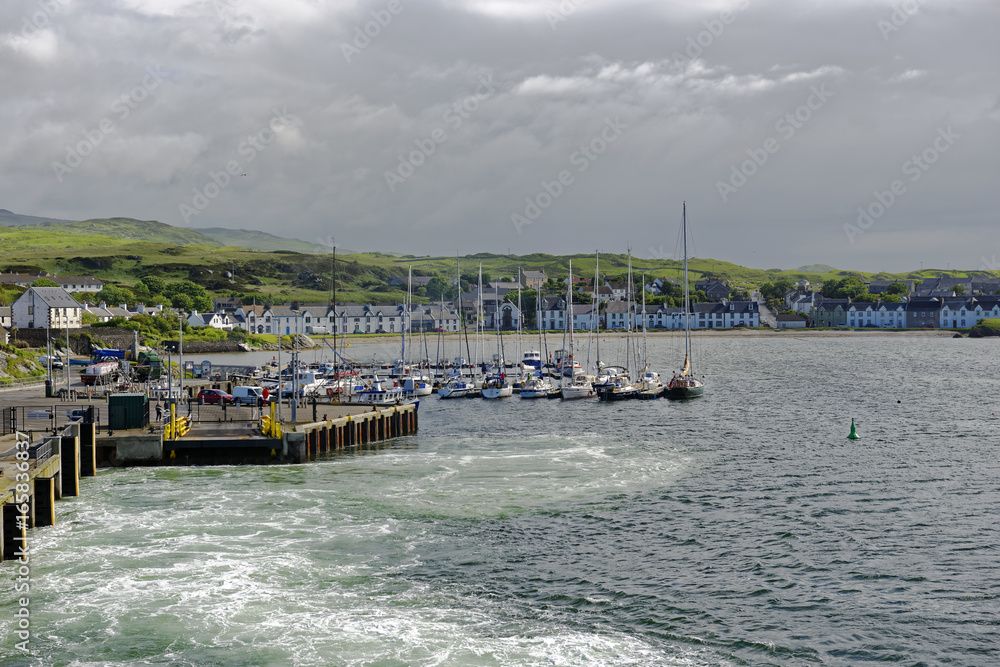 Sea departure from Port Ellen on the Isle of Islay in the Inner Hebrides, Scotland, United Kingdom