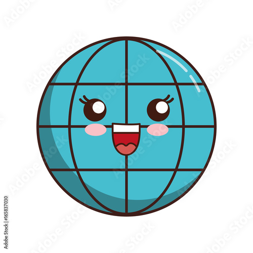 kawaii global sphere icon