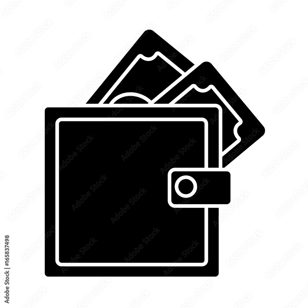 wallet with money bills icon over white background vector illustration wallet with money bills icon over white background vector illustration