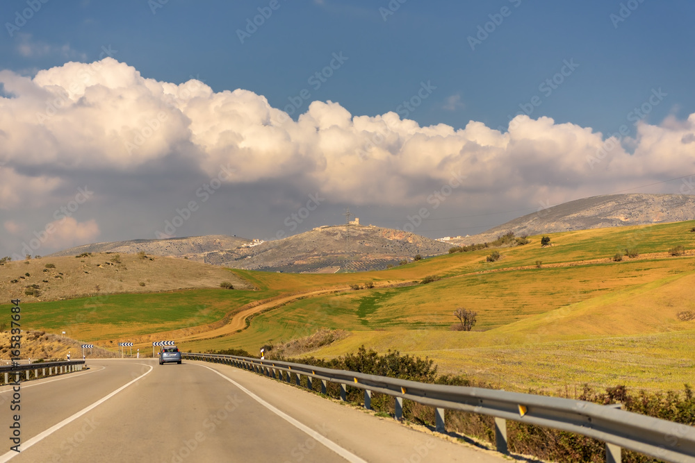 Driver's view of highway near Ronda, Andalusia, Spain