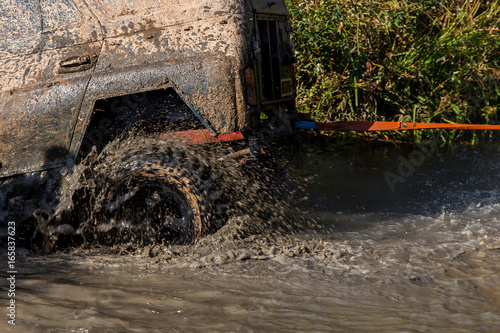 to tow a car from muddy puddles