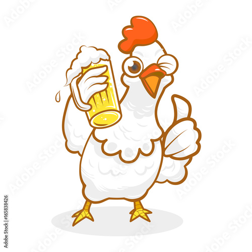 hen chicken rooster cartoon character mascot illustration vector 