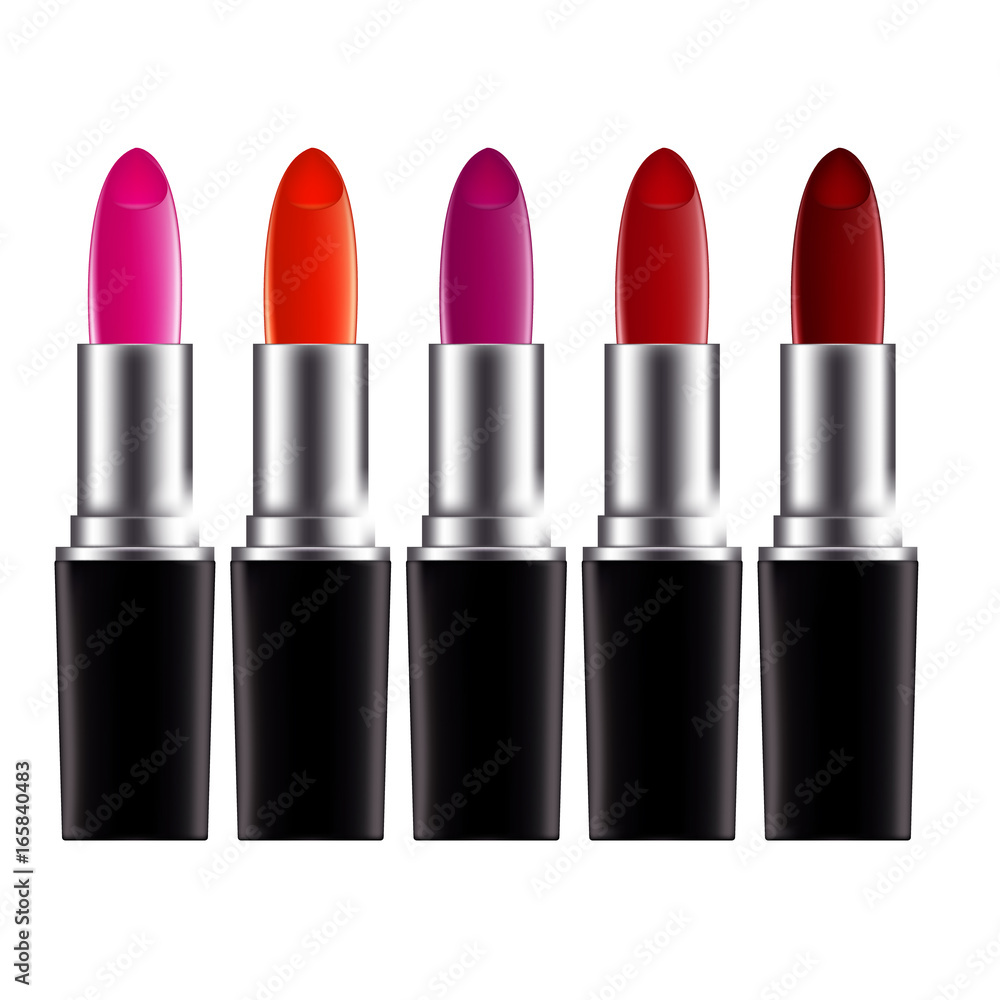 Isolated Set of lipsticks. Realistic vector illustration 3d on white background Isolated Set of lipsticks. Realistic vector illustration 3d on white background