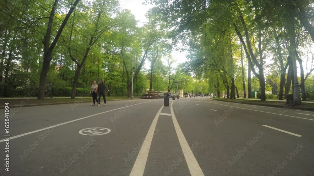 Bicycle path in a summer park timelapse Bicycle path in a summer park timelapse